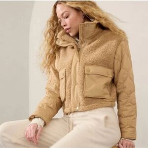 Athleta Fleece Hybrid Jacket Color Dune Size Large Tall